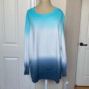 Halcyon Tie dye Ombré Sweatshirt Womens XLP Teal/Blue Beach Loungewear Cozy Soft